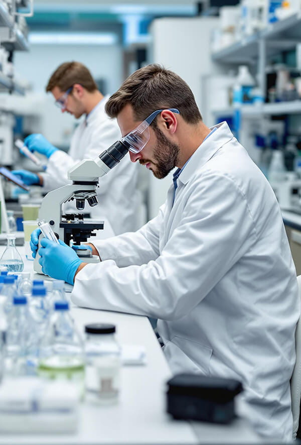 Scientist reviewing supplement research